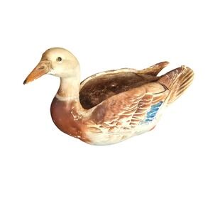 Vintage 1961 Napco Mallard Duck Planter Bedford Ohio B5359 Ceramic Brown Blue